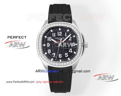 Replica Patek Philippe Aquanaut Luce5268 Series Black Face Diamond Bezel Watch 